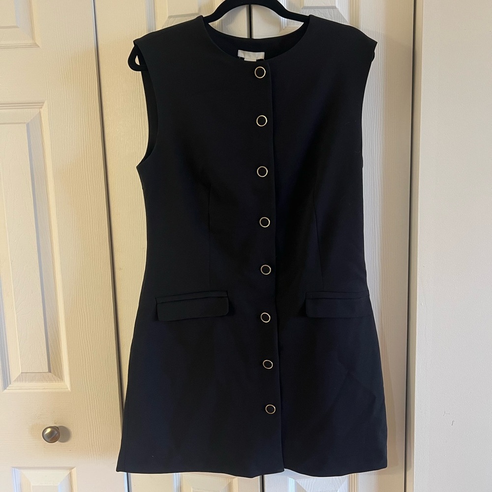 H&M Black Button-Front Mini Dress